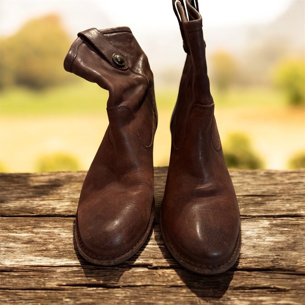 Frye Dark Brown Heeled Leather Boots
